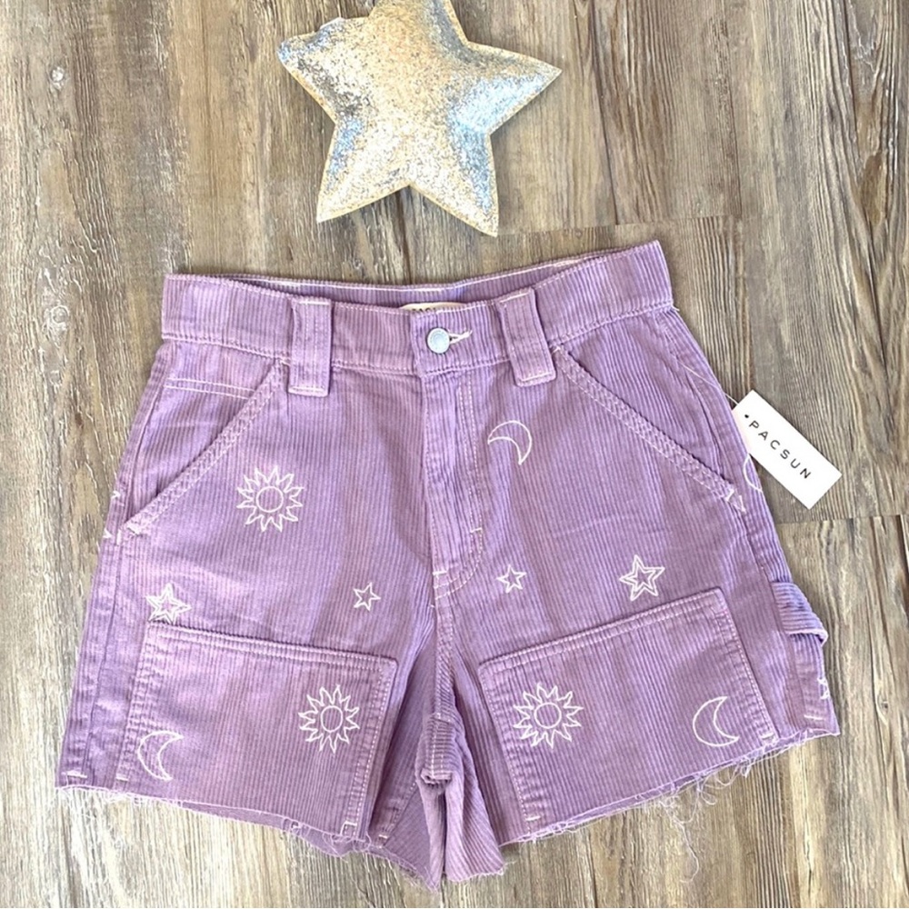 NWT PACSUN Lavender Cord Sun & Stars Shorts